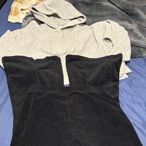 Aerie Light Gray Ribbed Hoodie an pants bundle